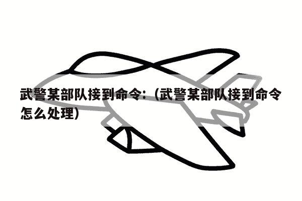 武警某部队接到命令:（武警某部队接到命令怎么处理）